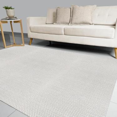 Imagem de Tapete Sisal Algodão Sala Estar Quarto 2,00 x 1,40m Artesanal Rústico Antiderrapante Emborrachado Decoração Natural Minimalista Bege Palha Geométrico Boho