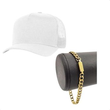 Imagem de Boné Masculino Preto Premium Regulável + Pulseira Banhada 18k De Alta 