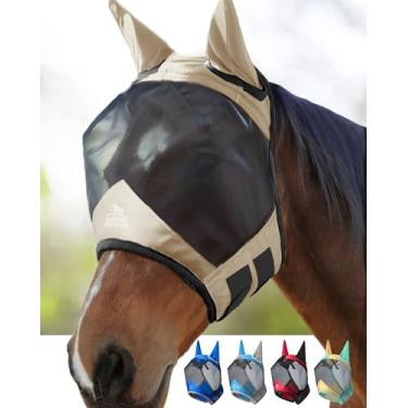 Imagem de Harrison Howard Máscara Pro Luminous Horse Fly Large Eye Space Standard com Orelhas Proteção UV para Cavalo Luz Champanhe Pequeno Pônei