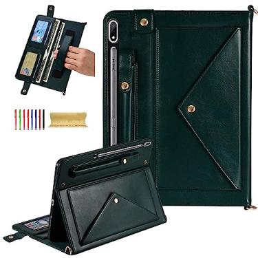 Imagem de Dteck Capa para Samsung Galaxy Tab S9 FE Plus, Galaxy Tab S10+/S9+, 31,5 cm, capa protetora de couro PU com suporte para caneta S com compartimentos para cartões, alça de mão, bolsa de mão, capa tipo
