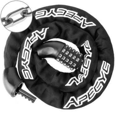 Imagem de APECYC Cadeados de bicicleta resistentes antifurto, combinação de 5 dígitos, cadeado de corrente de bicicleta de segurança de 1,2 m, correntes quadradas de aço endurecido para bicicleta, e-bike