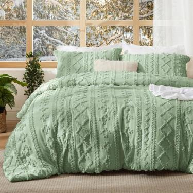 Imagem de Conjunto de Edredom Bedsure Queen Size - Estilo Boho Tufted Verde Sálv
