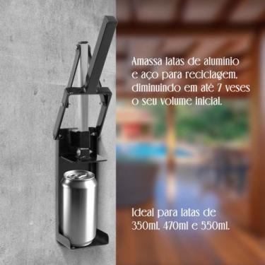 Imagem de Amassador de Latas de Ferro Preto Reforçado - Eficiência na Reciclagem