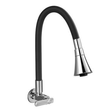 Imagem de Torneira Pia Flexível Para Cozinha Gourmet Cone Inox 2 Jatos Preta Wbc