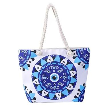 Imagem de Sacola de lona personalizada, mochila portátil, 45 cm de espaço, adequada para compras, viagens, dia, praia, Cinco