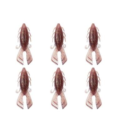 Imagem de Isca de pesca macia isca dupla T cauda adição sal peixe aditivo 9,3 g/0,32oz 89 mm isca de inseto sem-fim pacote com 6 (Rosa-5#)