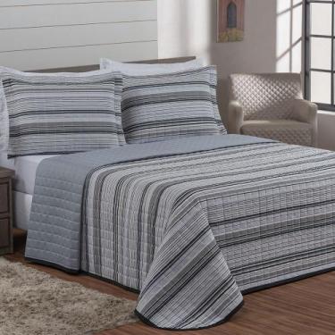 Imagem de Cobre Leito Colcha Casal Queen Fascinio Percal 200 Fios Algodão 03 Peç