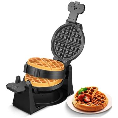 Imagem de Máquina de Waffle Antiaderente e Rotativa 8 Fatias, 1400W, 110v, FOHERE, Preto