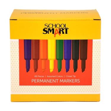 Imagem de School Smart PY106605-48ASST Marcador permanente ponta larga de cinzel, sortidos (pacote com 48)
