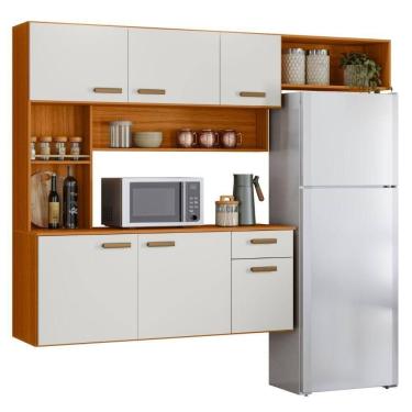 Imagem de Cozinha Compacta Suspensa Manu 6 Portas Freijó Off Acetinado Poliman