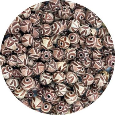 Imagem de Miçanga Passante Bola 12mm Trabalhada Abs Marrom 10pçs 11g - Macall