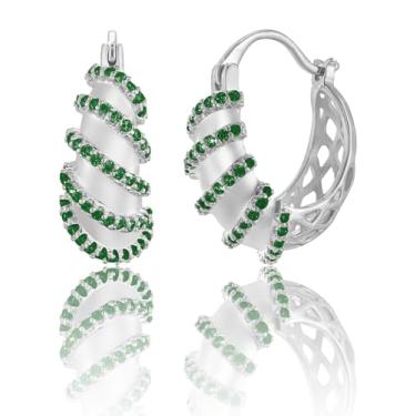 Imagem de Brincos de strass de argola glod 14K para mulheres, bijuterias, 20*21.1mm, Ouro amarelo, Zircônia cúbica