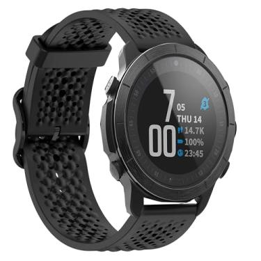 Imagem de Lamshaw Pulseira esportiva de silicone de liberação rápida compatível com smartwatch Wahoo ELEMNT Rival (preto)