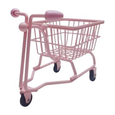 Imagem de DimyFew Organizador de desktop de carrinho de compras em miniatura finge brincar crianças empurrar carrinho de brinquedo garotas presentes, Rosa