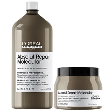 Imagem de Kit LOréal Molecular Shampoo 1500ml + Máscara 500ml