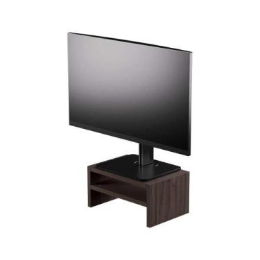 Imagem de Base Suporte para Monitor Apoio de Mesa Madeira Nogal - Mercado das Pr