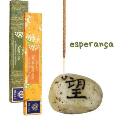 Imagem de Queimador Incensario Porta Incenso Pedra Japonesa Amor Esperança Paz V