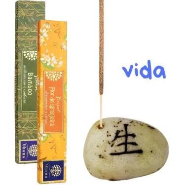 Imagem de Queimador Incensario Porta Incenso Pedra Japonesa Amor Esperança Paz V