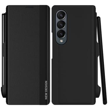 Imagem de Capa protetora para Samsung Galaxy Z Fold 4 com S Pen e protetor de tela integrado, suporte de carregamento sem fio à prova de choque para Samsung Z Fold 4 5 g (preto)