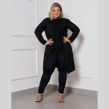 Imagem de Cardigan Casaco Feminino Longo Inverno Lanzinha Plus Size - Rosana Far