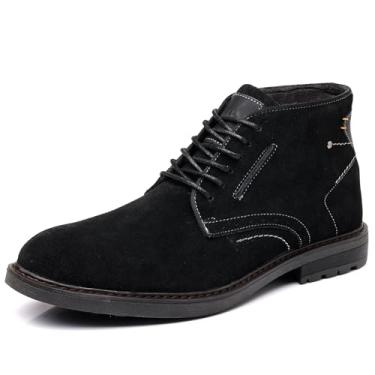 Imagem de Arkbird Botas masculinas Chukka de camurça de couro clássico, moda casual, casual, com cadarço no tornozelo, Camurça preta, 42