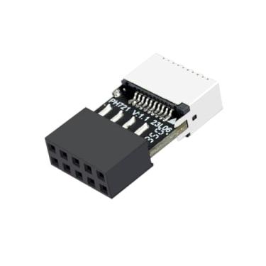 Imagem de Sintech Adaptador de painel frontal USB 2.0 de 9 pinos, conversor de cabeçalho vertical USB 3.1 Tipo-E Key-A para USB 9 pinos