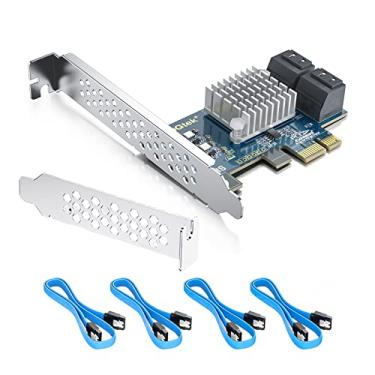 Imagem de ipolex Cartão PCIe SATA 4 portas com 4 cabos SATA e suporte de perfil baixo, controlador SATA 3.0 de 6 Gbps, placa de expansão PCI Express, X1, suporta 4 dispositivos SATA 3.0