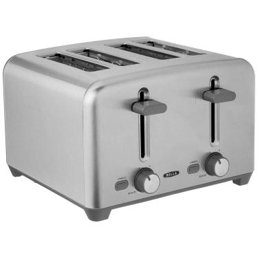 Imagem de Torradeira Elétrica 4 Fatias com 6 Níveis de Tostagem de Aço Inoxidável, 1480W, 110v, BELLA 17263, Prateado