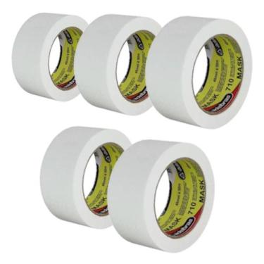 Imagem de 5 Rolos De Fita Crepe 48mm x 50m Adelbras Mask 710 Largo Pintura Masca
