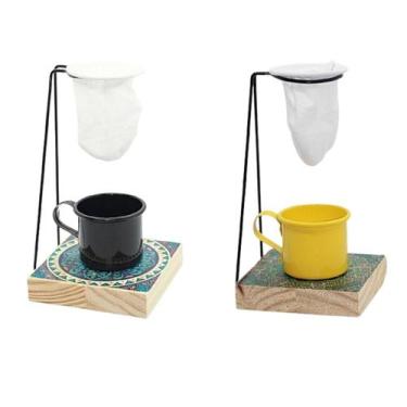 Imagem de Mini Coador Café c/ Xícara 80 ml Suporte Mariquinha Kit c/ 2 Unids - G