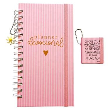 Imagem de Kit Planner Devocional + Post it, 100 Folhas, 90g, Capa 11,5 x 21,5 cm, Bolsinho Interno (ROSA)