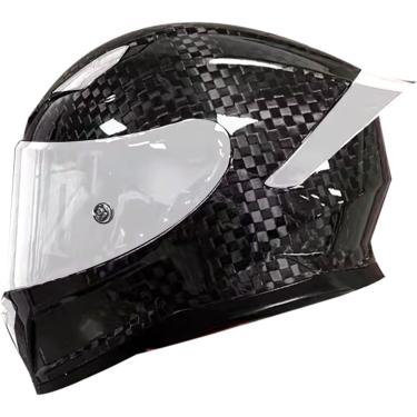 Imagem de Capacete De Motocicleta De Fibra De Carbono, Capacete De Motocicleta Facial Com Asa De Cauda, Capacete De Motocicleta Aprovado Pelo Dot/Ece Capacete De Bicicleta De Rua Para Hom, Q, XXL(61-62CM)