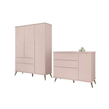 Imagem de Quarto Infantil Bebê Rêtro Ana Vitória 2 Peças Rôse 100% MDF - Phoenix