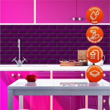 Imagem de Revestimento de Azulejo Metrô Roxo 270 - Inove Papéis de Parede