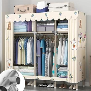 Imagem de Guarda-roupa De Roupas,armário Portátil,guarda-roupas De Tecido Para Quarto,85x45x170 Cm,trilhos Suspensos,prateleiras E 2 Bolsos Laterais,grande Capacidade Para Quarto,sala, C, 170x45x170cm