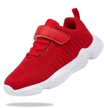 Imagem de Tênis de corrida atlético de malha respirável para meninos e meninas da Santiro, Vermelho, 4 big kid