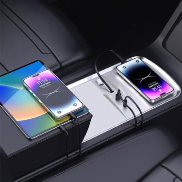 Imagem de Para Tesla Modelo 3 Highland Expansion Dock Control Central sensor inteligente 4 portas USB tipo C acessórios extensor carregador rápido