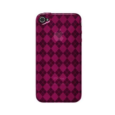 Imagem de Amzer® Luxe Argyle Capa de pele de gel macio TPU de alto brilho para iPhone 4 / 4S - rosa choque