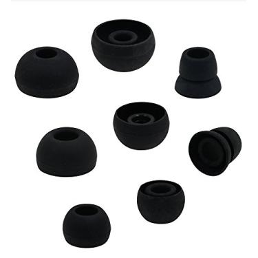 Imagem de AlxCD Pontas auriculares para Powerbeats2 Fone de ouvido sem fio, SML 3 tamanhos, 3 pares de pontas de silicone de substituição e 1 par de almofadas de ponta de flange dupla, adequado para Beats Powerbeats 2 sem fio [4 pares], Small, Preto