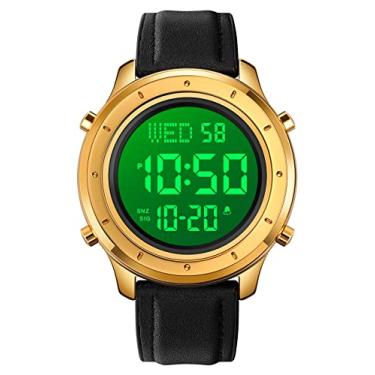 Imagem de Relógios masculinos multifuncionais finos esportivos eletrônicos, à prova d'água, relógio digital para uso ao ar livre, moda casual, Dourado, Moda casual