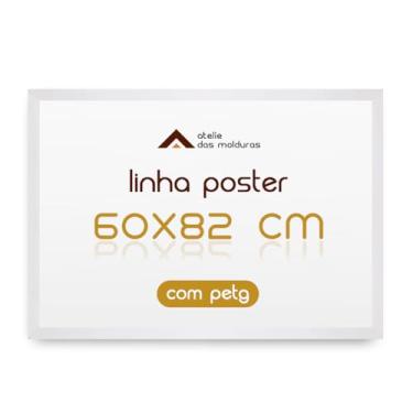 Imagem de Moldura 82x60 para Quadro Mapa Decoração Poster com Proteção Petg (Branco)
