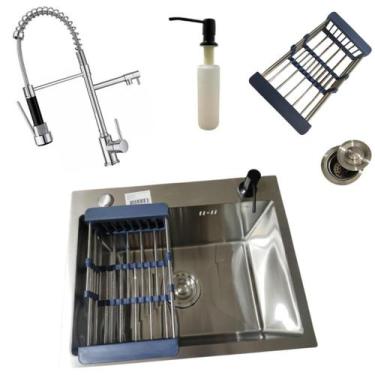 Imagem de Kit Cuba Gourmet 50x40cm C/ Acessórios + Torneira Monocomando Cromada 