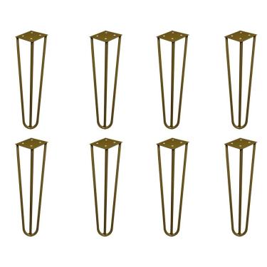 Imagem de Kit 8 Pés De Metal 25 Cm Hairpin Legs Rack Puffs Dourado
