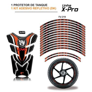 Imagem de Combo Protetor Adesivo Tanque E Aro Moto Haojue Dk 150 Laranja Preto Vermelho