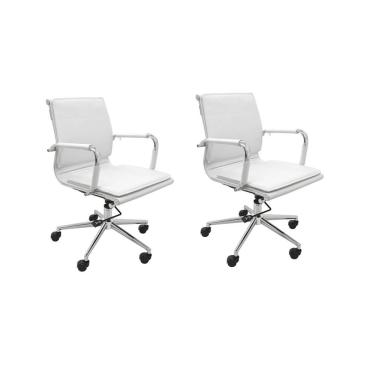 Imagem de Kit 2 Cadeiras De Escritório Office Valência Rivatti Branco