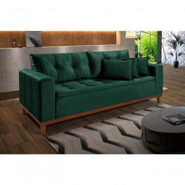 Imagem de Sofá Atenas 1,70 3 Lugares Império Estofados Veludo Verde 181