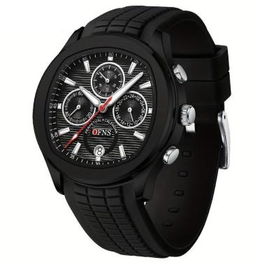 Imagem de Relógio Ofns Masculino - Brilho Noturno, à Prova D'água 30m, Calendário & Cronômetro Preto