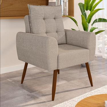 Imagem de Poltrona Matrix Salvia Com Pés De Madeira E Revestida Bege