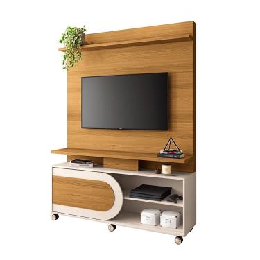 Imagem de Home Theater Decorativo Globo C/rodízios Para Tv Até 55 Polegadas Cinamomo/off White G26 Gran Belo