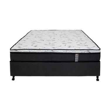 Imagem de Cama Box De Casal Castor New Alfa + Colchão Com Molejo Cinza